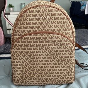 Michael Kors Tan and Brown Logo Backpack